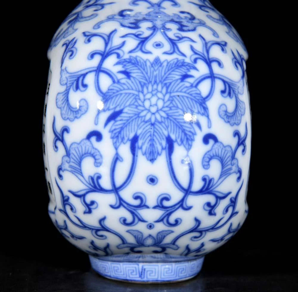 Qianlong Signed Old Chinese Colour Enamel gourd Vase W/poem N3678