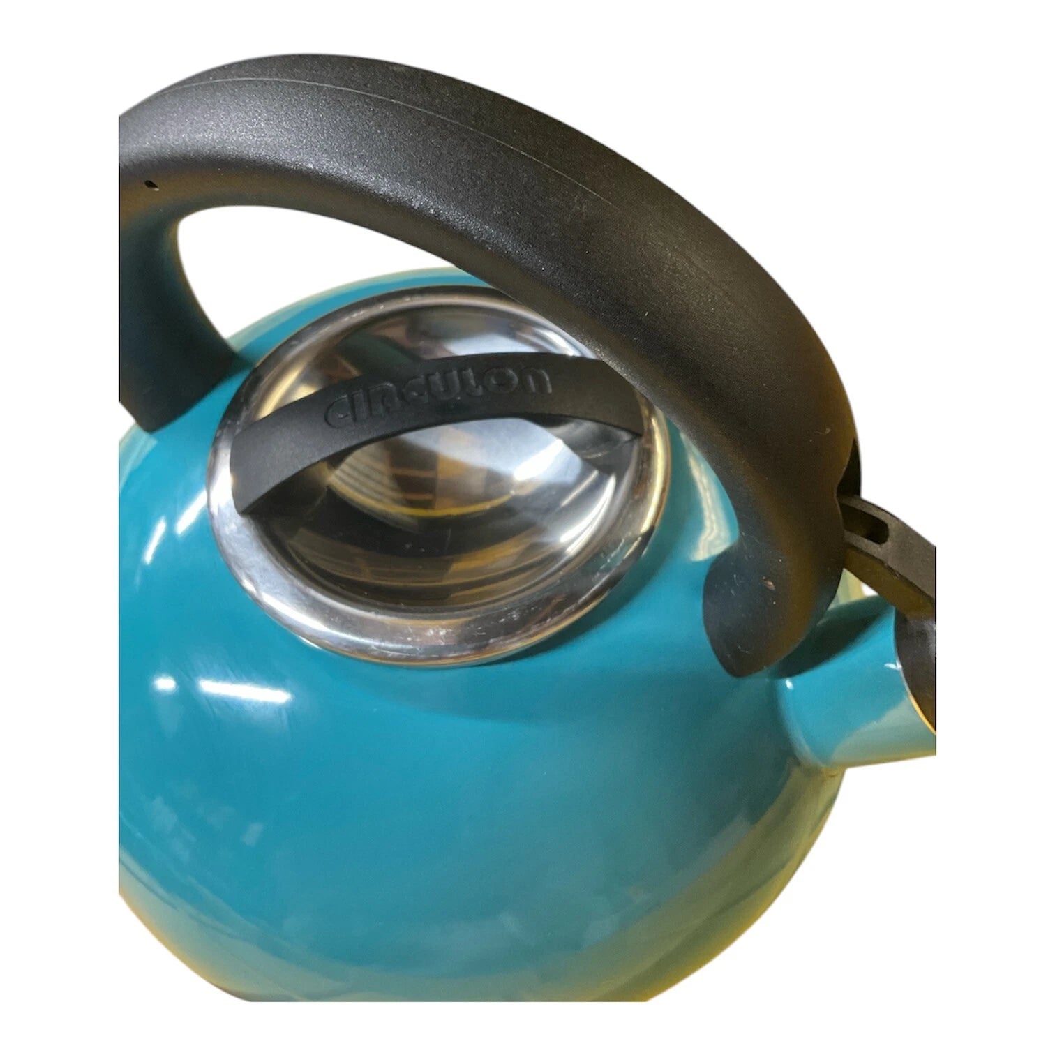 Circulon Enamel on Steel 2 Quart Whistling Teakettle Teal Turquoise Blue
