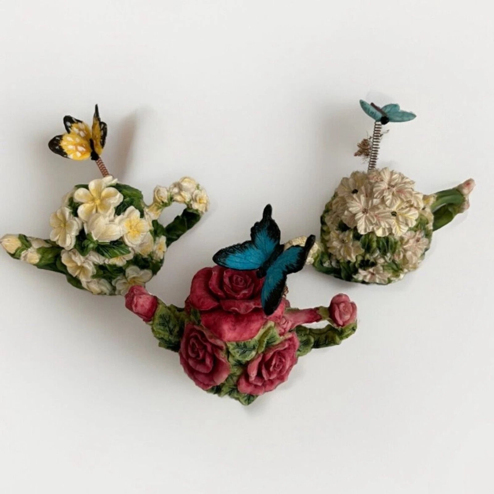 Mini 2” floral, butterfly tea posts set of 3