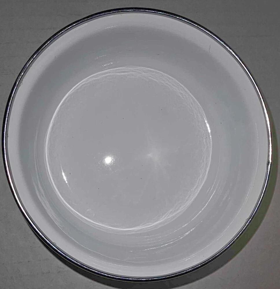 Happy Kitchen 5" Enamelware Bowl Vintage Chrome Rim Tomato Teapot Salad Print