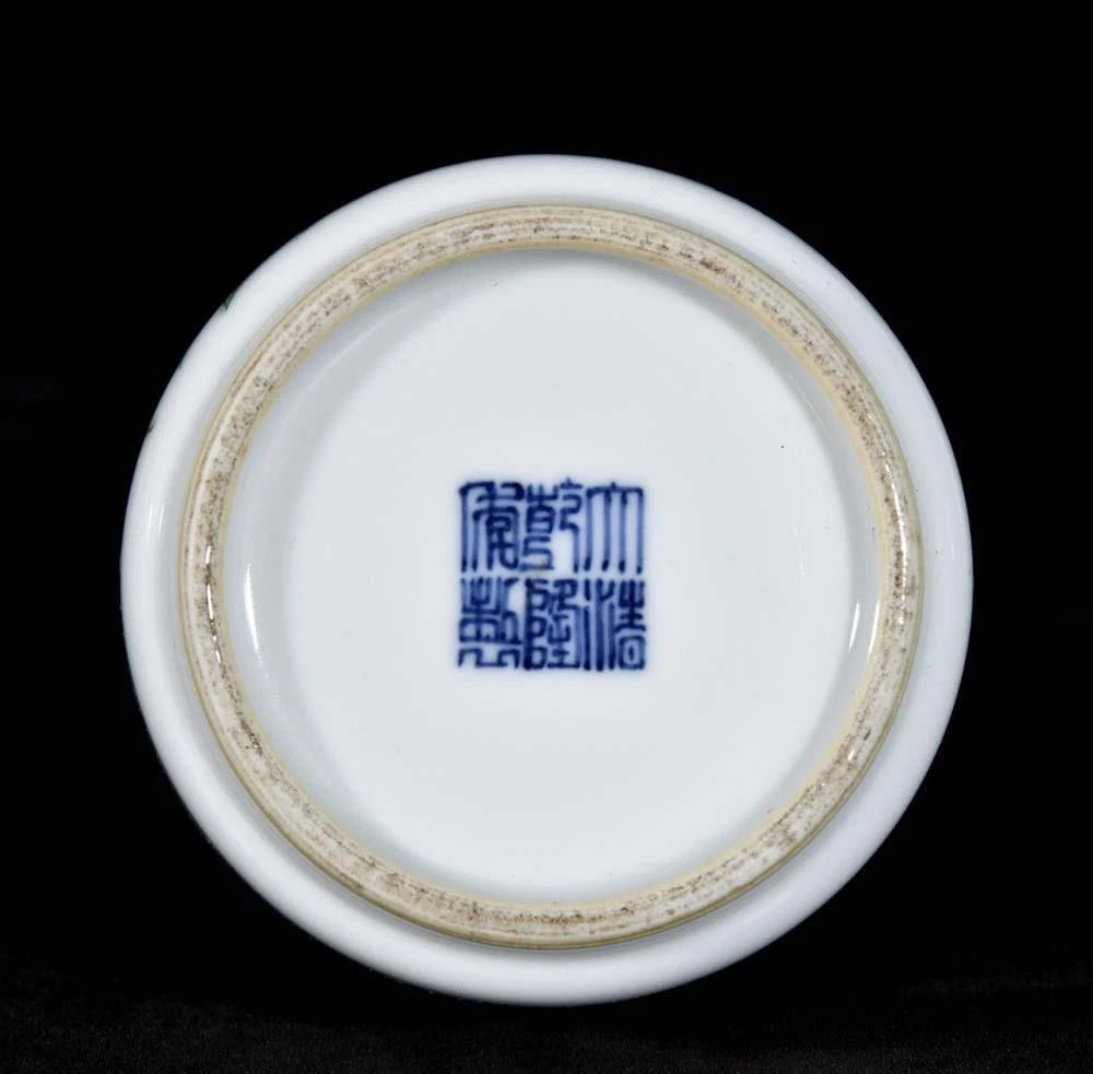 Pair Qianlong Signed Old Chinese Colour Enamel Vase W/orchid N3436