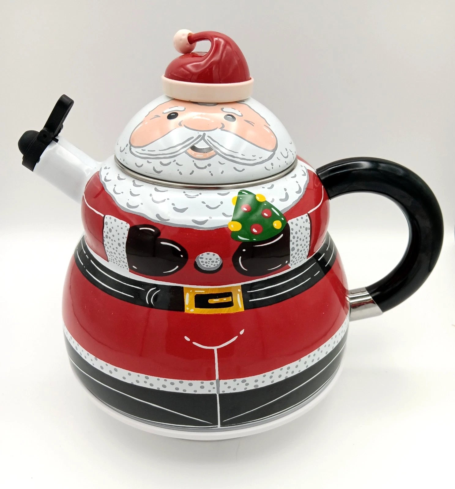 ROSCHO Santa Claus Enamel Whistling Tea Kettle Holiday 3 Quart - NEW