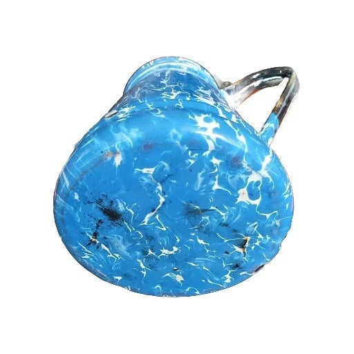 Vintage French Blue Splatterware Enamel Pitcher Perfectly Primitive Coffee...