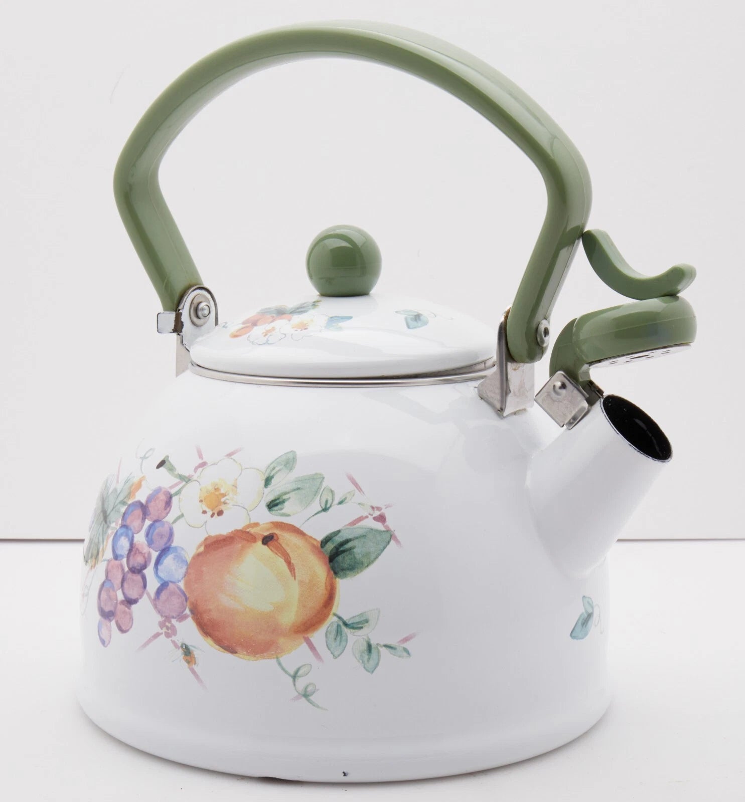 Pfaltzgraff Delicious Metal Whistler Pear Grapes Replacement Tea Kettle Vintage!