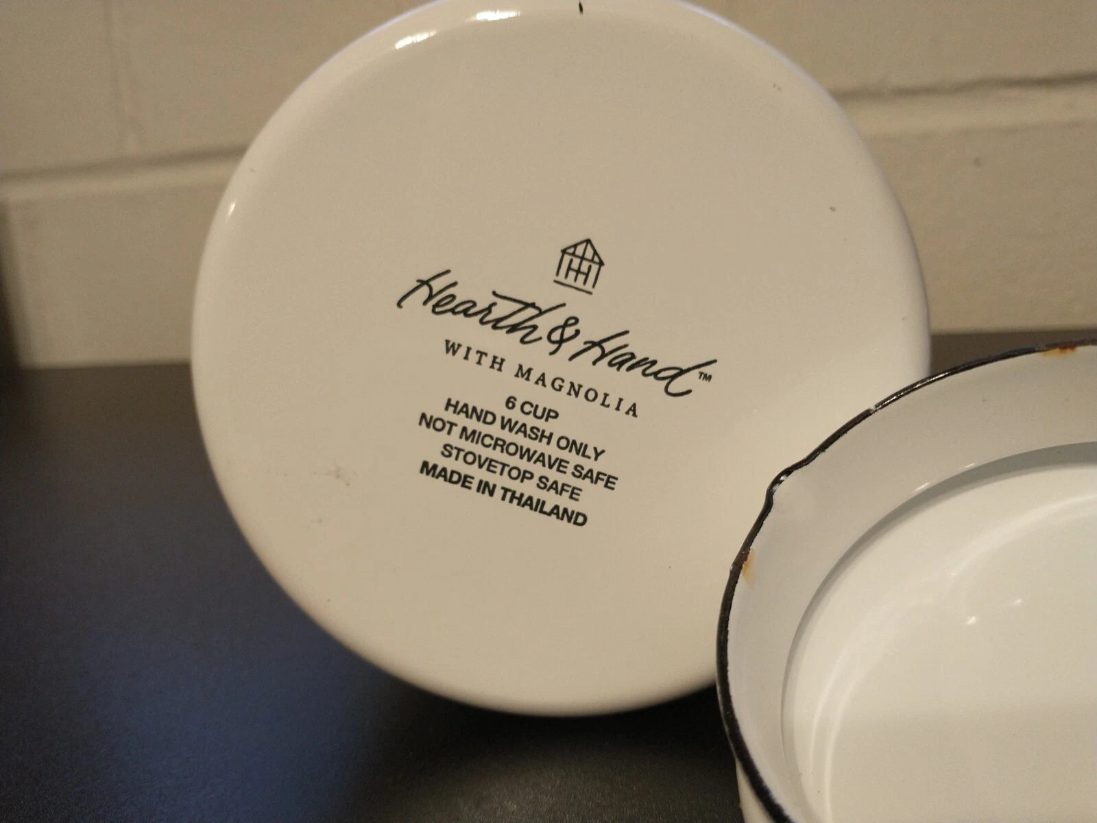 Hearth And Hand Magnolia White Enamel 6 Cup Coffee Teapot