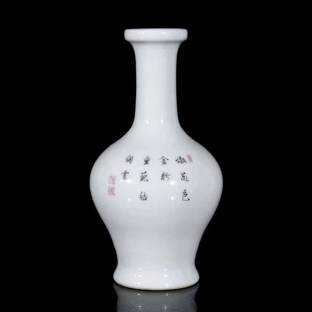 Yongzheng Signed Old Chinese Colour Enamel Vase W/bird N3274