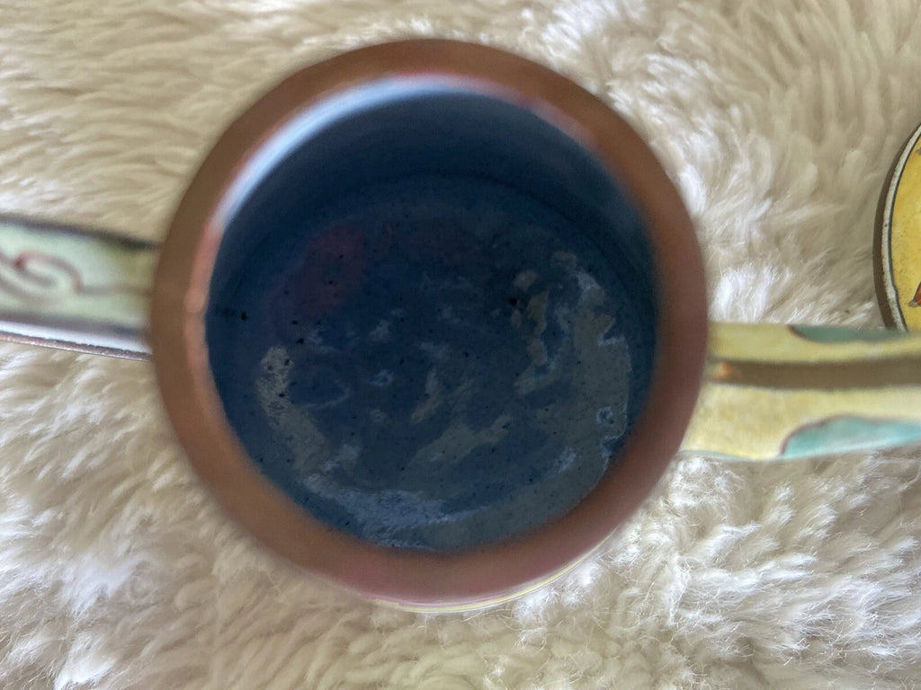 Collector’s Hand Painted Enamel Teapot Flowers  Butterflies Kelvin Chen Unsigned