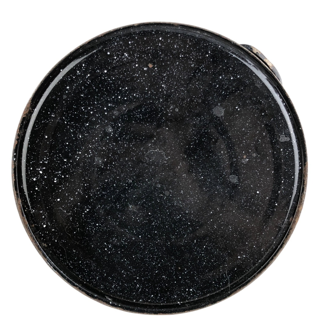 Vtg Enamelware Coffee Tea Pot Camping Kettle Black Speckled 10.5” Tall No Lid