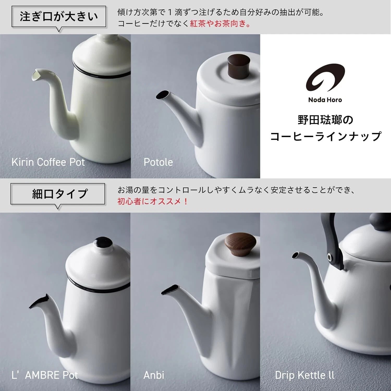 NODAHORO Kettle Enamel 2.0L White Made in Japan Royal Classic RCL50KW