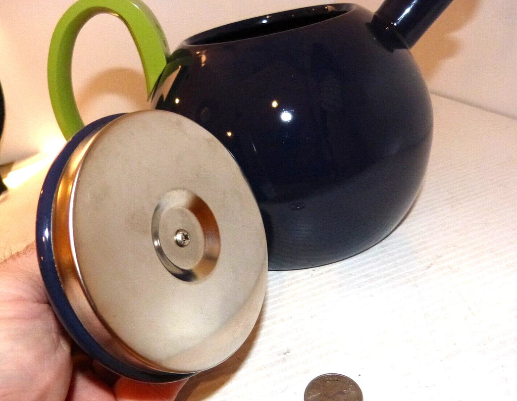 Vintage Copco Eggplant Enamel Whistling Tea Kettle  Beautiful Condition