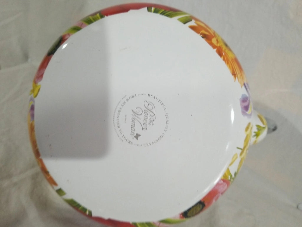 The Pioneer Woman Enamel Tea Kettle Floral Summer Garden Spring Flower Retired