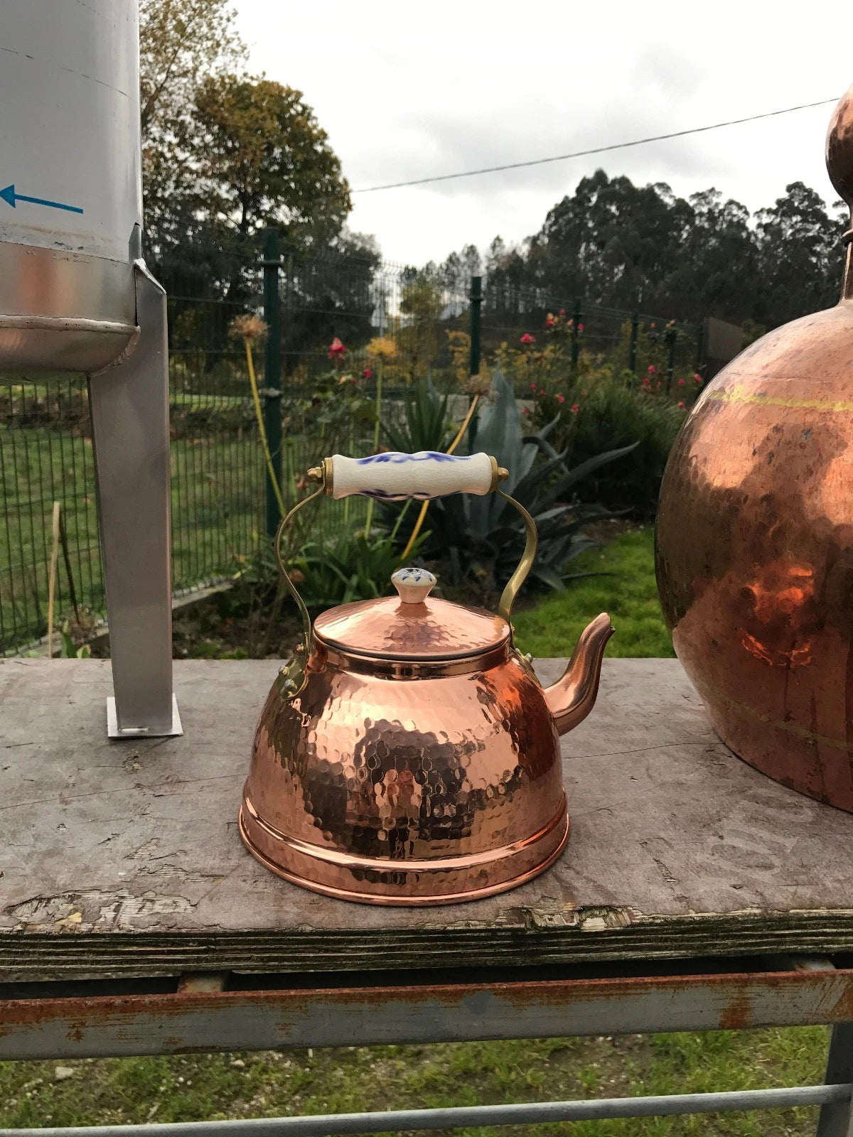 1 L Copper Tea pot kettle with porcelain handle 0.25 G