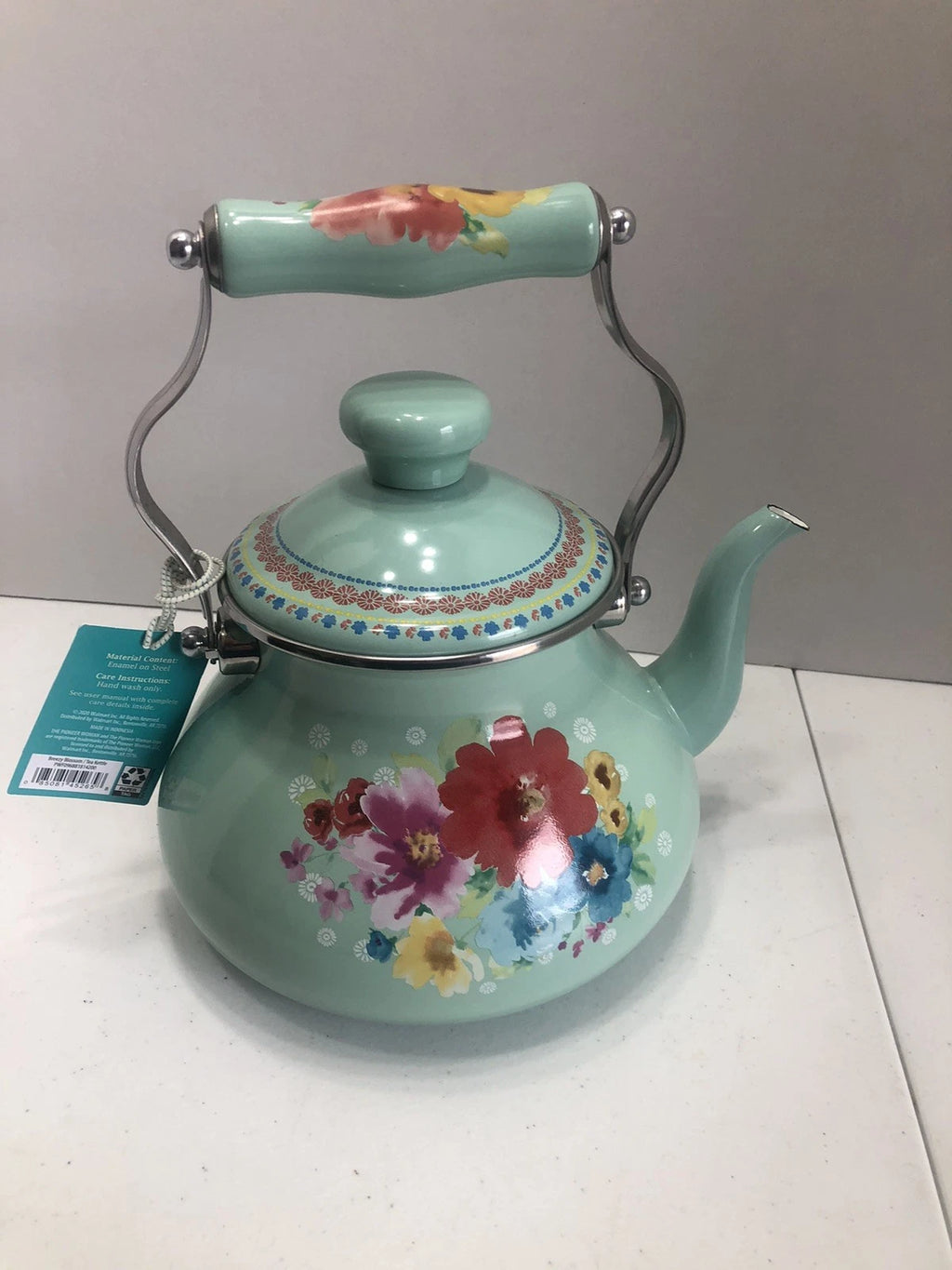 Pioneer Woman ~ Breezy Blossom ~ 1.9-Quart Tea Kettle ~ Enamel on Steel ~ Floral