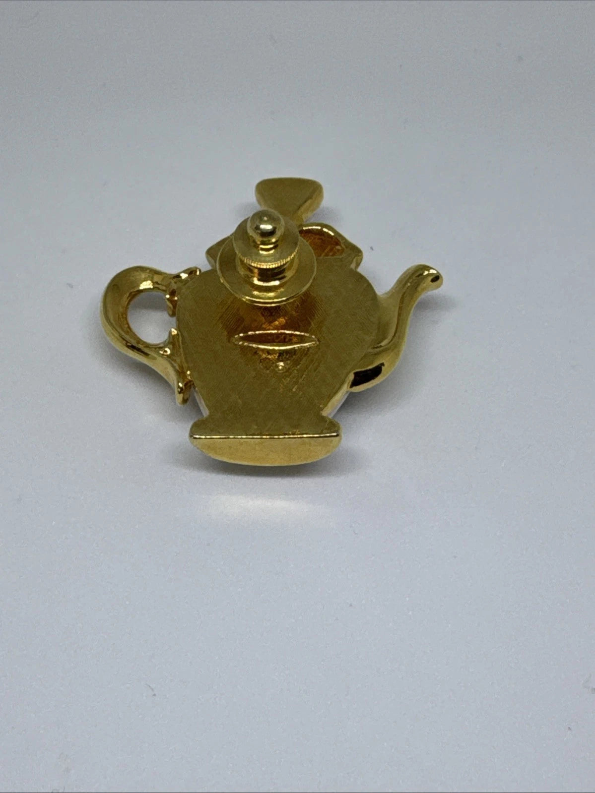 Vtg AVON Teapot Brooch Pin Blue White Gold Enamel New In Box 1.5”