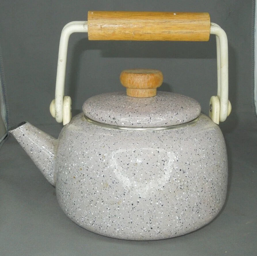 Vintage Granite / Enamel Ware purple Gray Speckled Coffee / Tea Pot Kettle 6”