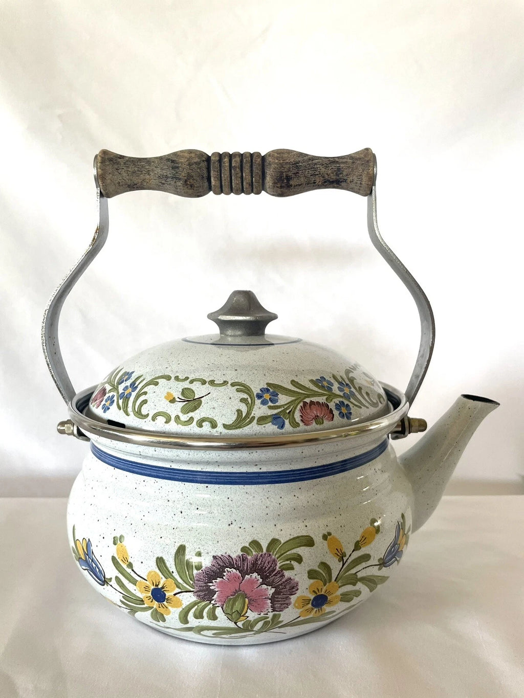 RARE SET - Vintage ASTA Enamel Cookware Teapot, Casserole Pot, & Fondue Set
