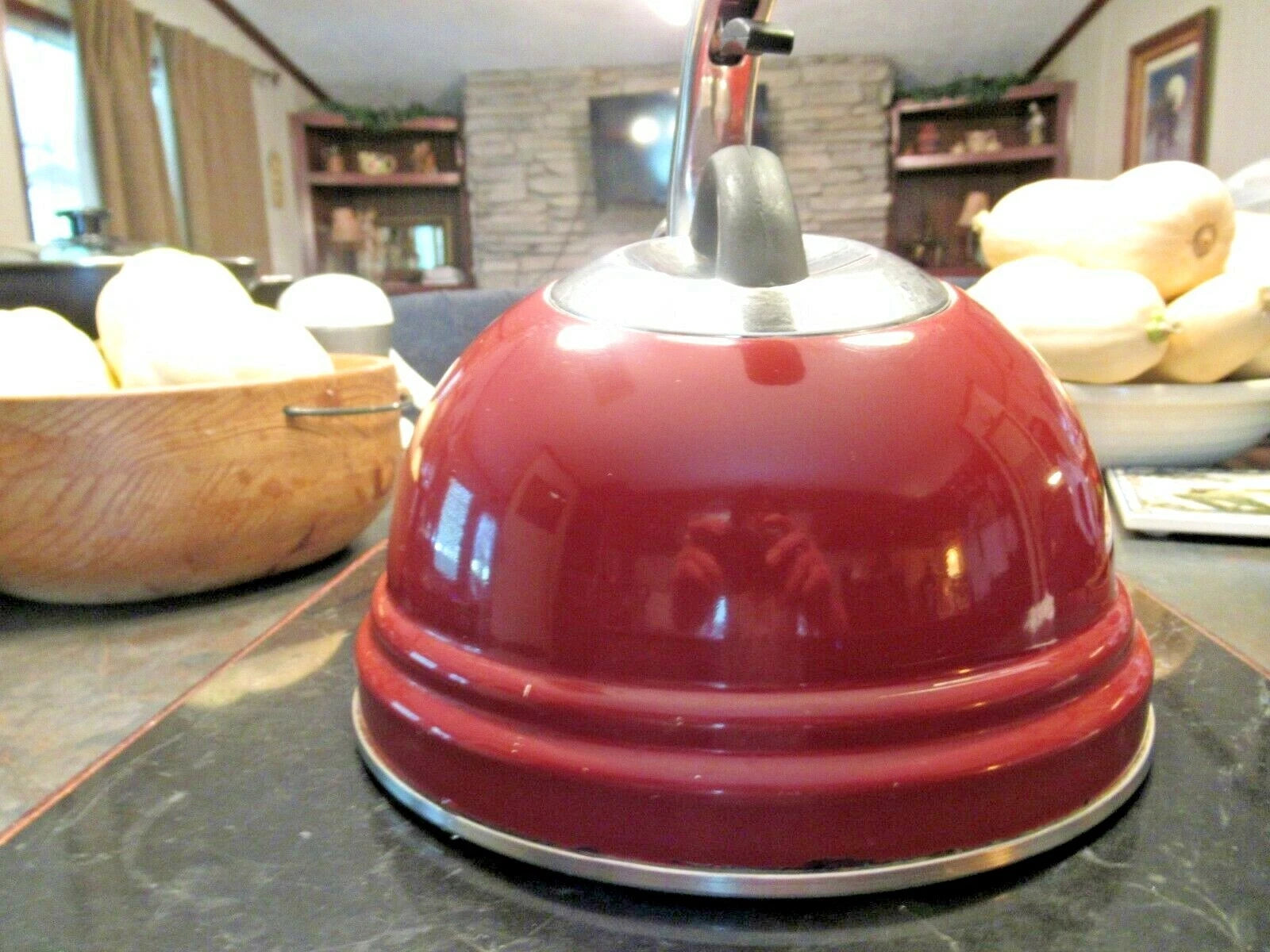 Calidad 2.5L Professional Quality Red Enamel Stainless Whistling Teapot Kettle