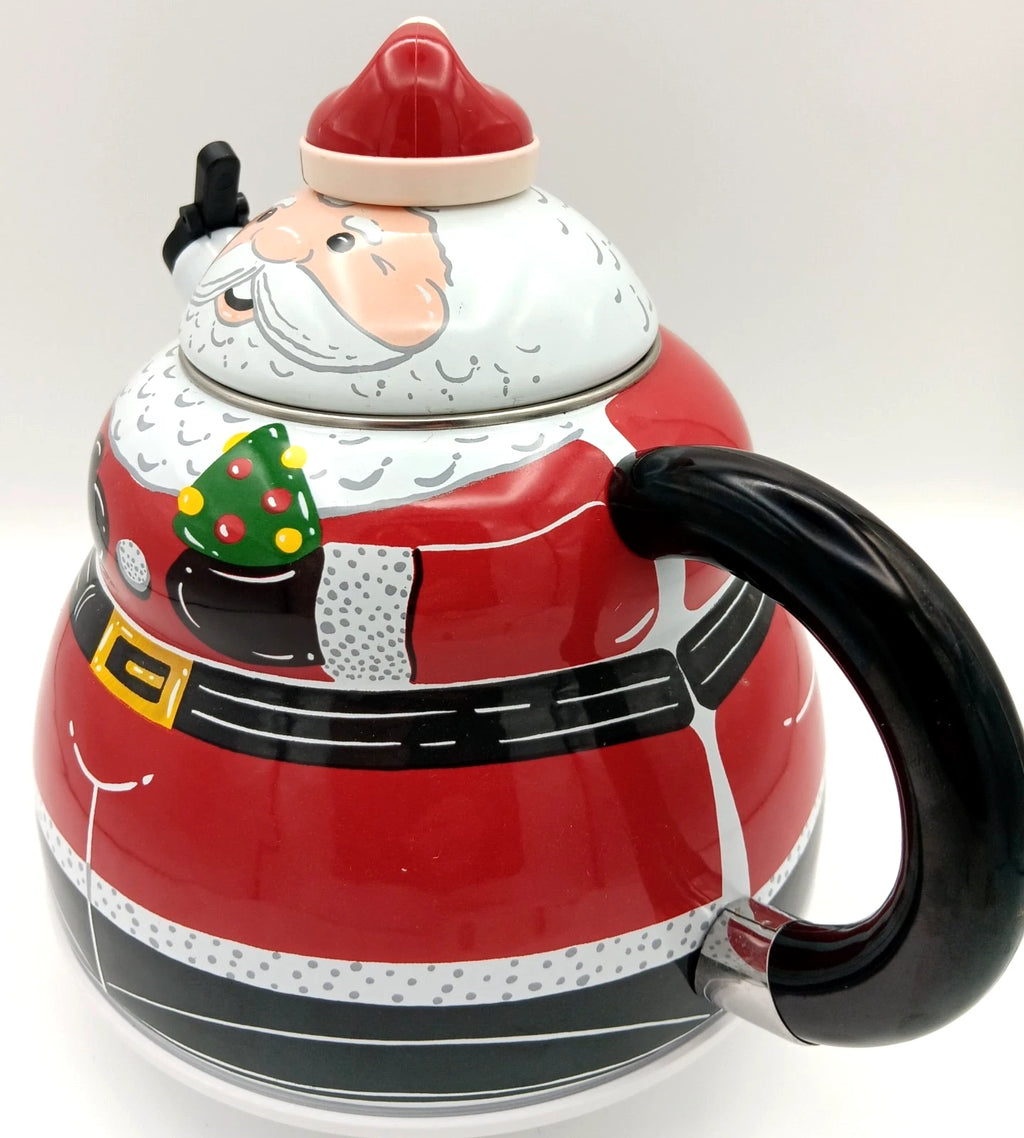 ROSCHO Santa Claus Enamel Whistling Tea Kettle Holiday 3 Quart - NEW