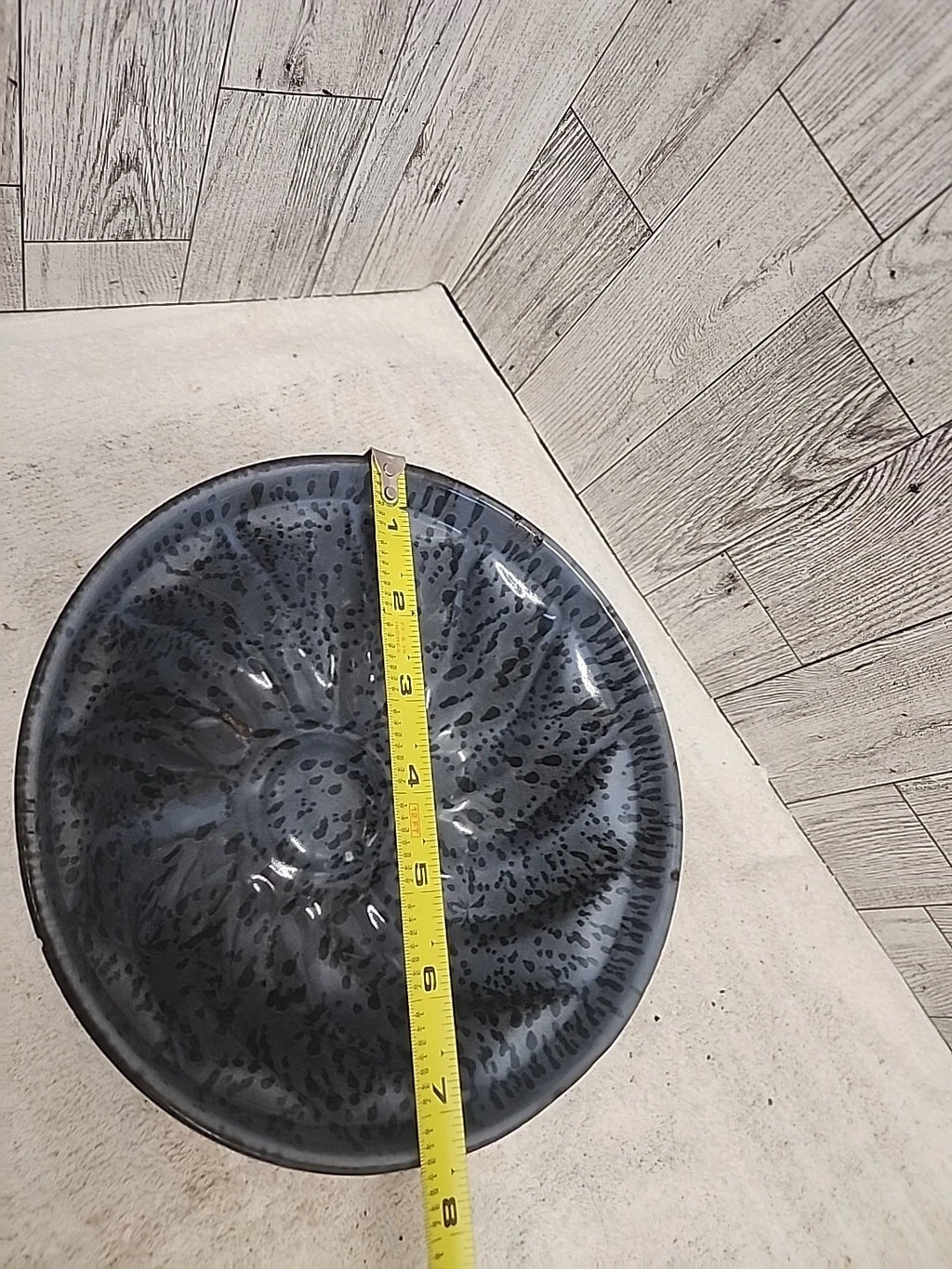 Stunning Vtg Grey Enamel Splatterware Lot Agate Can. Spout Teapot Bundt Pan Farm