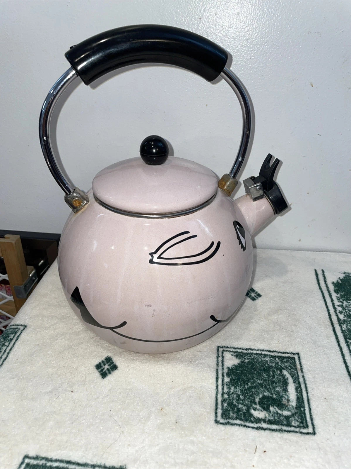 Vintage Kamenstein Pink Pig Whistling Teapot Tea Kettle Needs TLc