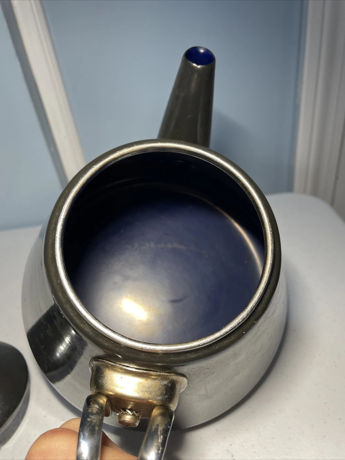 CHANTAL Vintage 1980s Retro TEA KETTLE 1.7 Quart Dark Green  Enamel-On-Steel