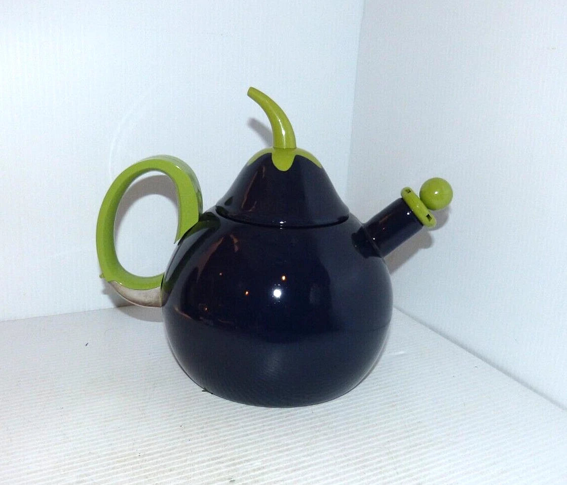 Vintage Copco Eggplant Enamel Whistling Tea Kettle  Beautiful Condition
