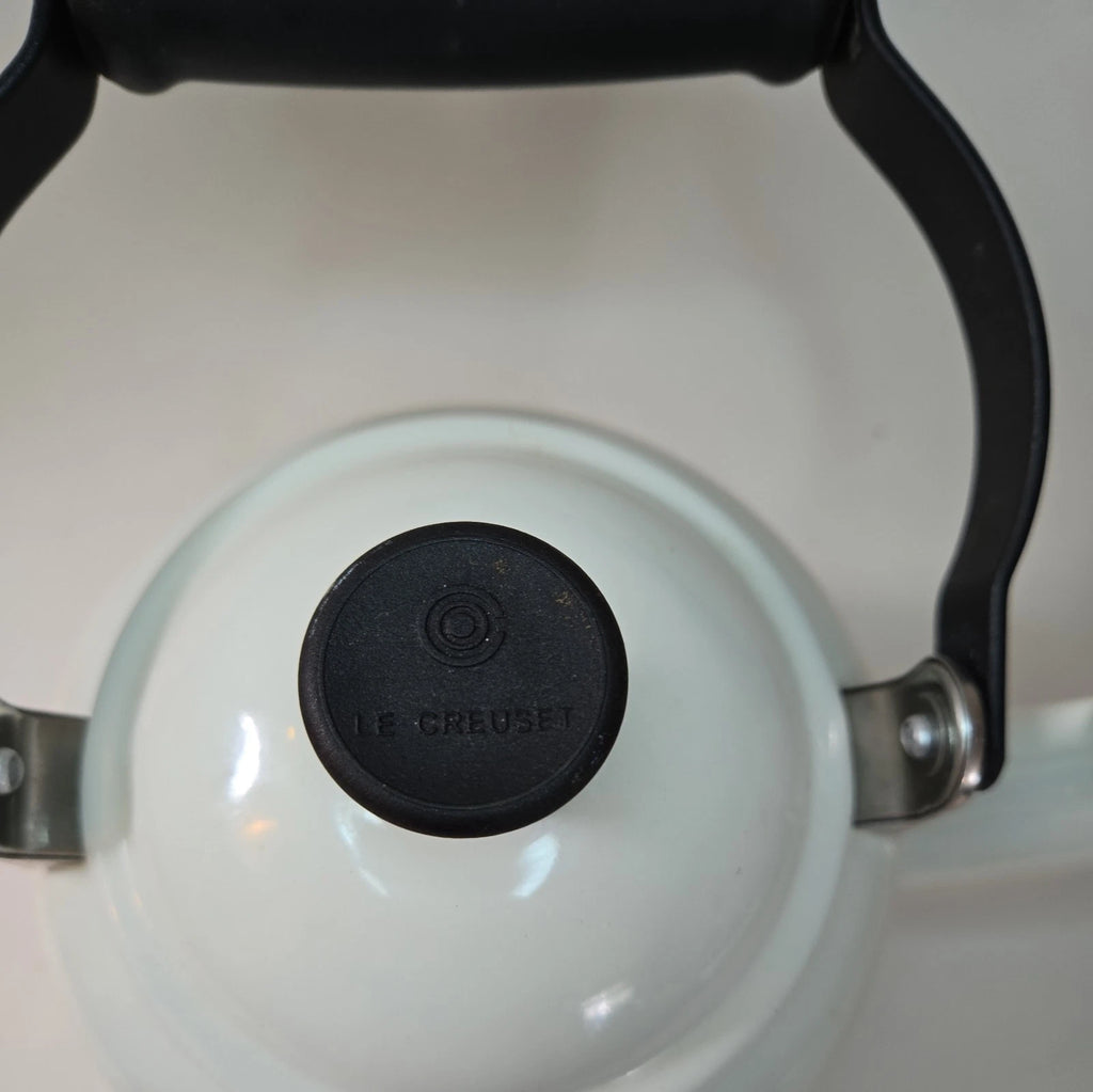 Vintage Le Creuset Whistling Tea Kettle White Enamel Steel 1.25  - Enamel/Steel