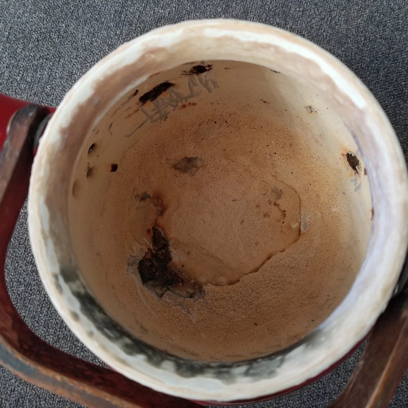 RED Enamelware Graniteware Coffee Tea Pot Vintage Bamboo Knob & Handle 4 DISPLAY