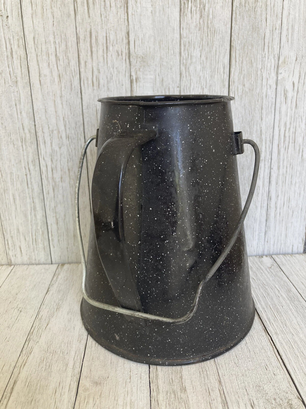 Black Enamelware Enamel Coffee Pot Camping Cowboy Speckled Farmhouse -NO LID