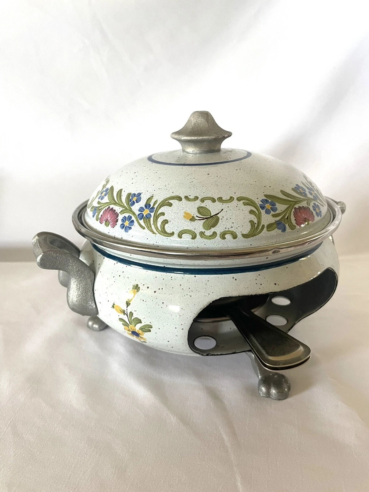 RARE SET - Vintage ASTA Enamel Cookware Teapot, Casserole Pot, & Fondue Set