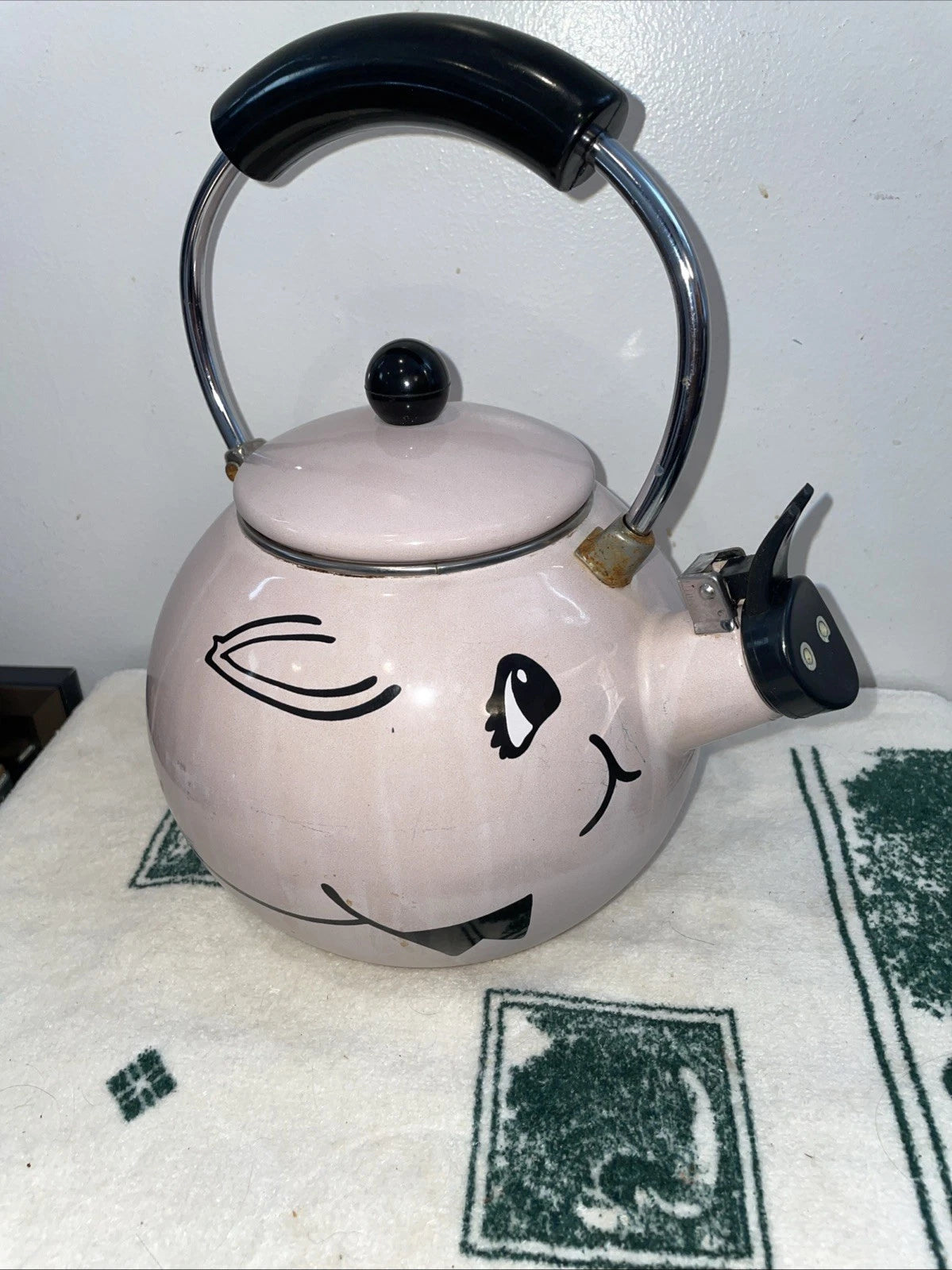 Vintage Kamenstein Pink Pig Whistling Teapot Tea Kettle Needs TLc