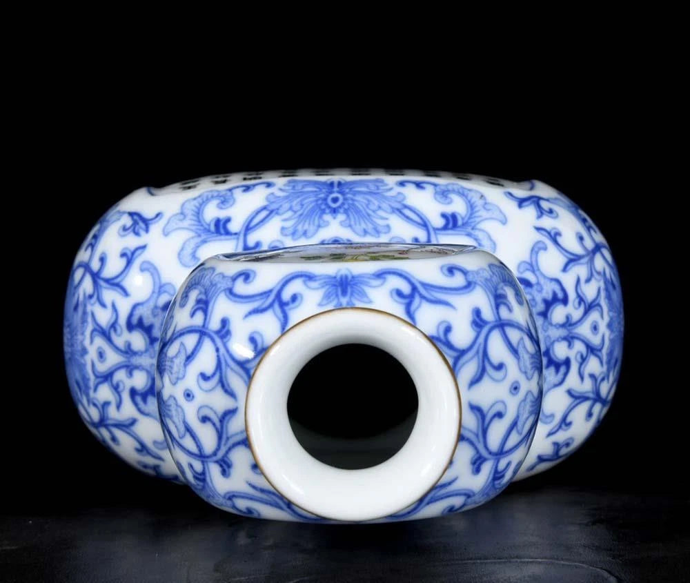 Qianlong Signed Old Chinese Colour Enamel gourd Vase W/poem N3678