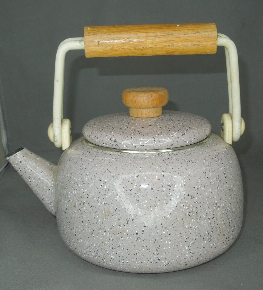 Vintage Granite / Enamel Ware purple Gray Speckled Coffee / Tea Pot Kettle 6”