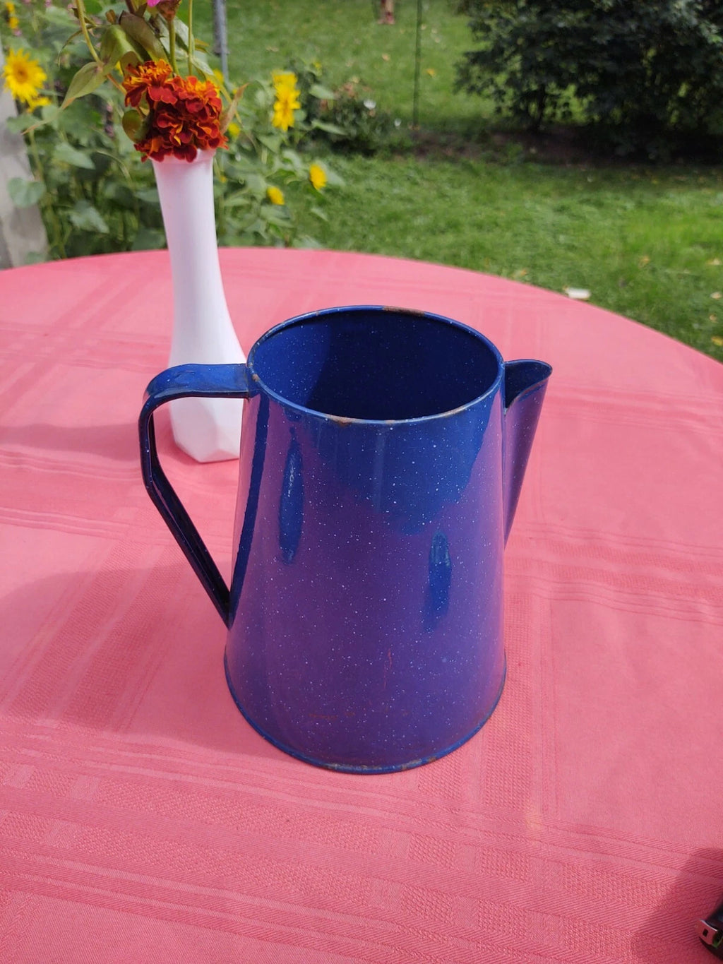 Blue Speckled Enamel Farmhouse Tea Pot
