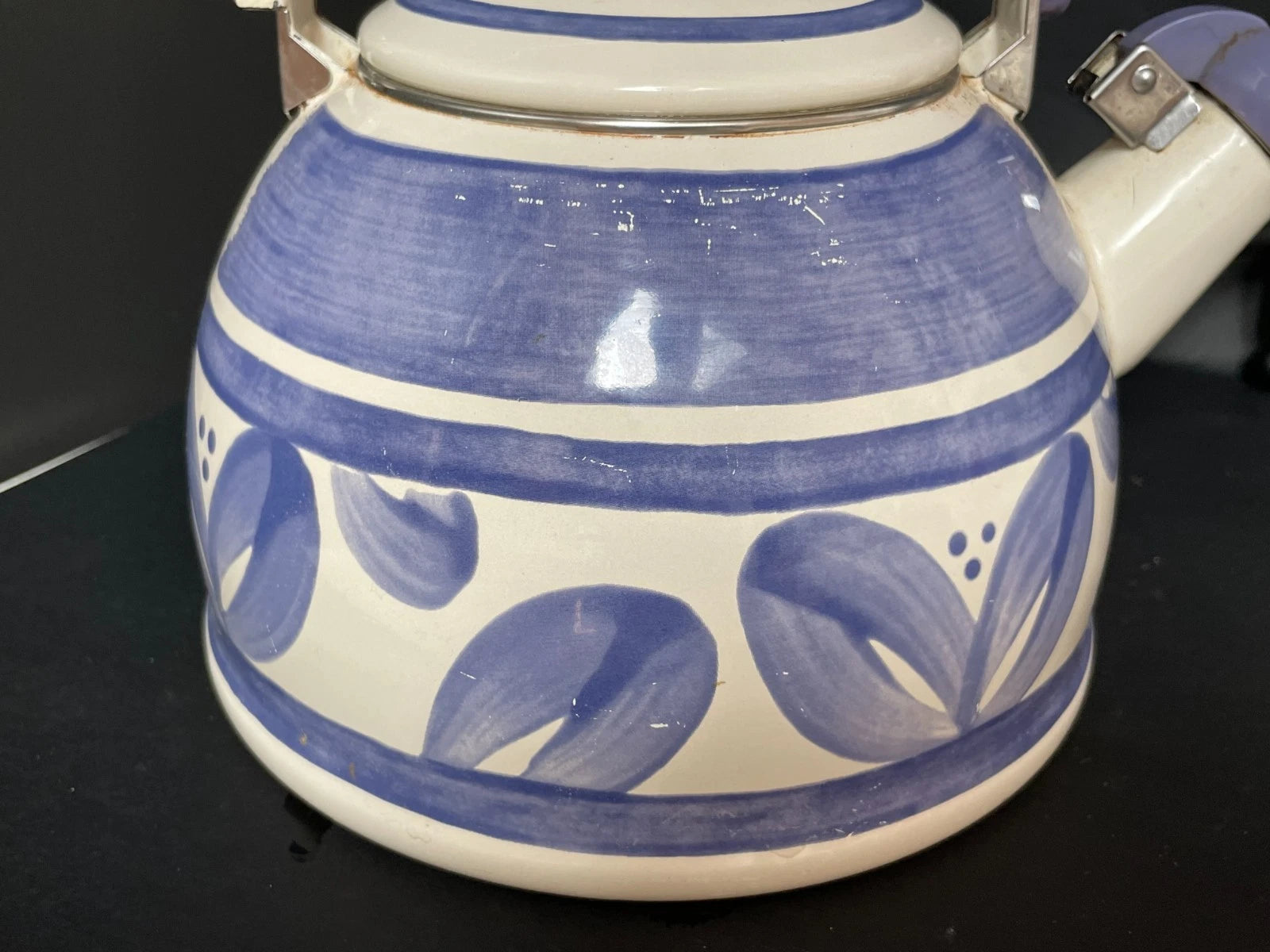 Pfaltzgraff Villa Flora Enamel Whistling Tea Kettle