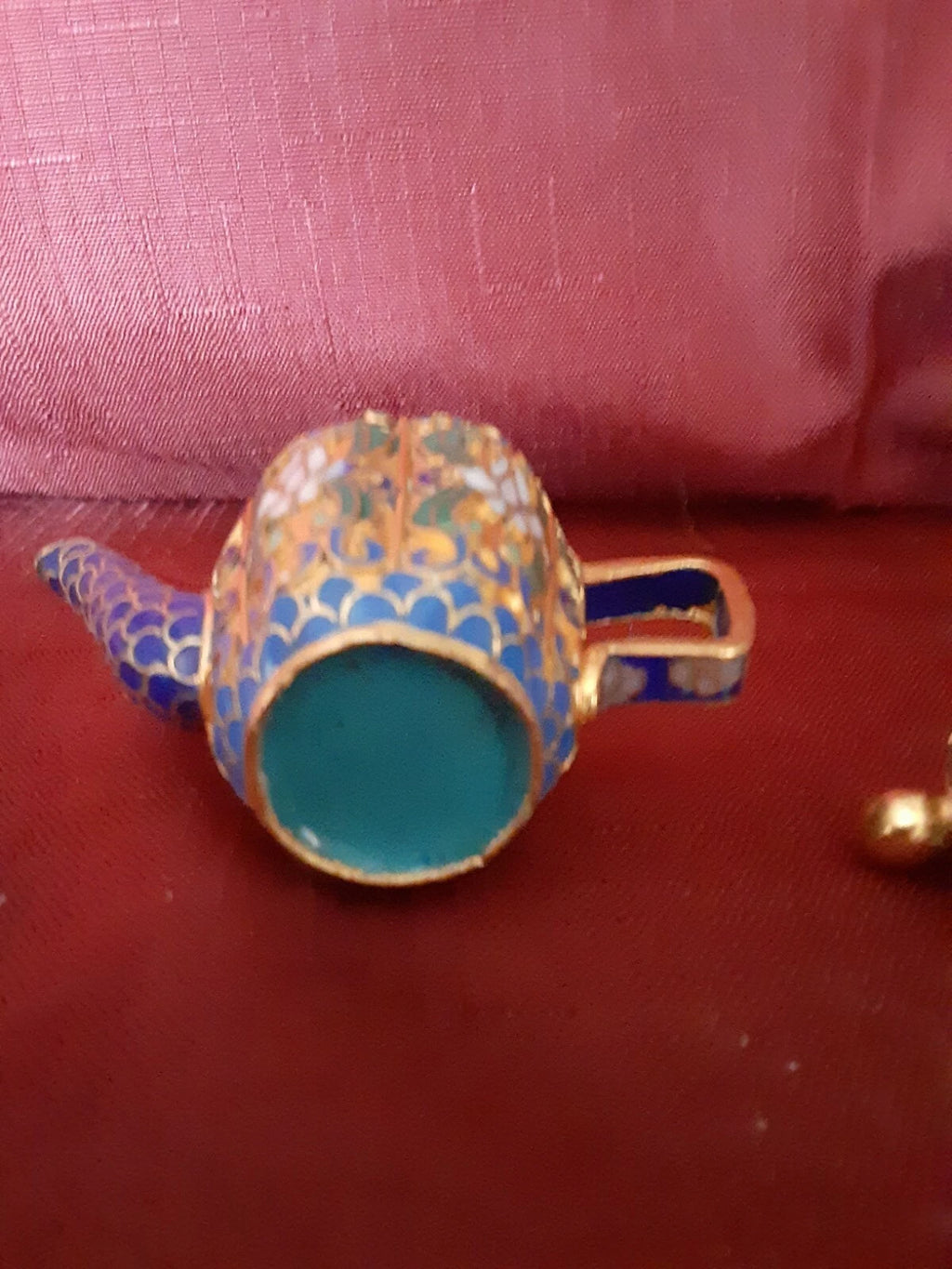 Cloisonne Enamel Miniature Teapot Hong Kong