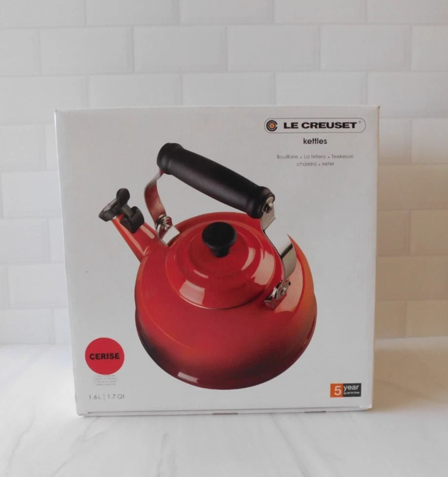 Le Creuset Enamel on Steel 1.7 Quart Whistling Tea Kettle in Cerise - New