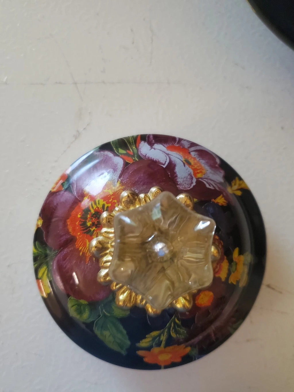 Mackenzie-Childs Black Flower Market Teapot Halloween Autumn Fall 3 QT Quart