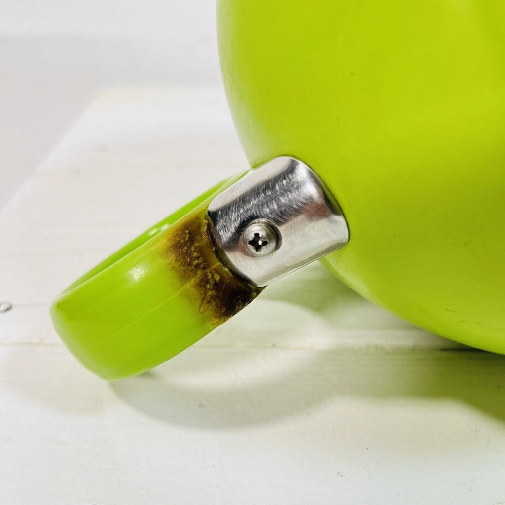 VINTAGE FIESTA MCM ENAMEL ON STEEL METAL CHARTREUSE GREEN TEA KETTLE TEAPOT