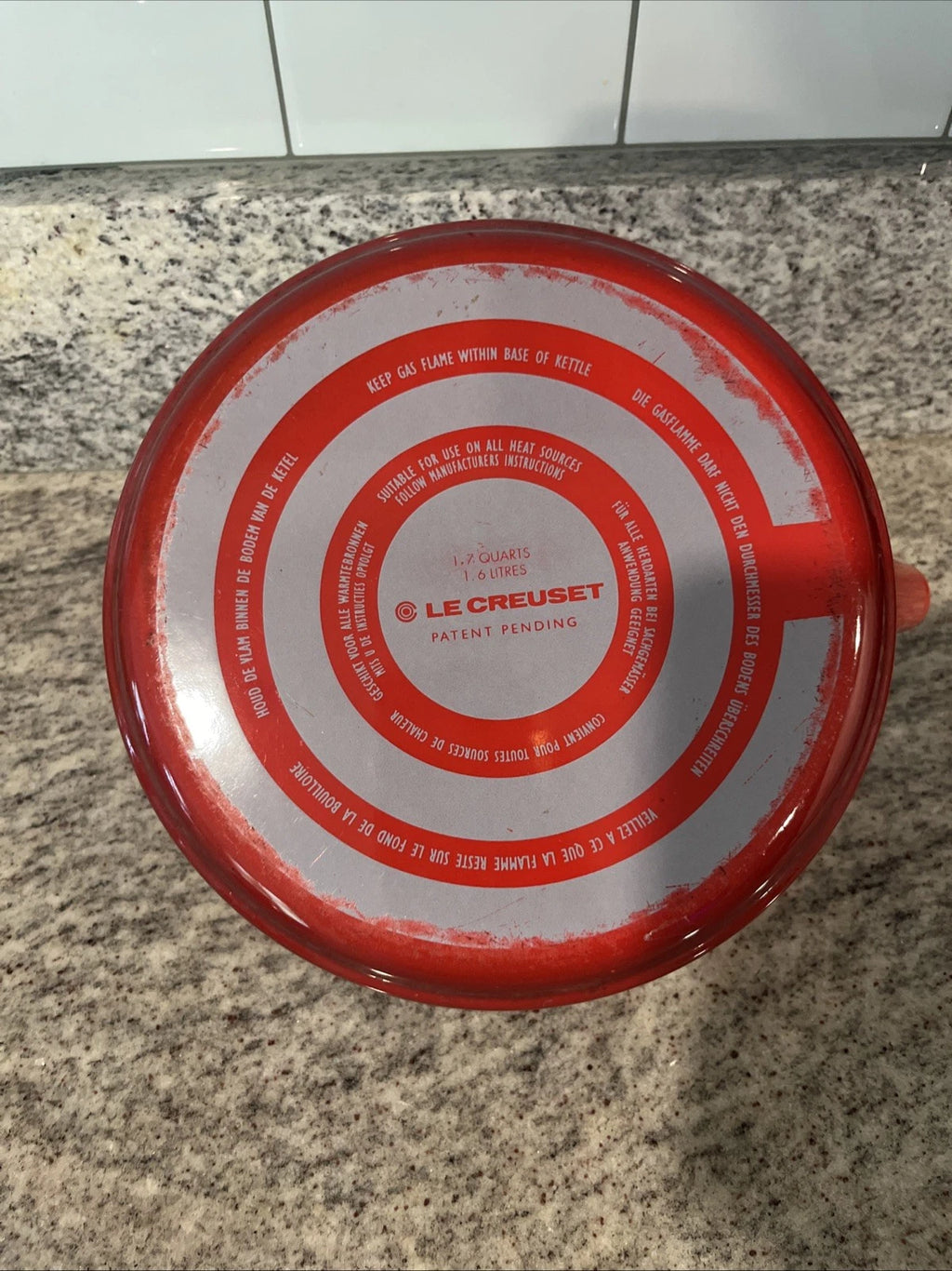 Le Creuset Classic Tea Kettle Teapot Enamel Ombre Cerise Red 1.7qt