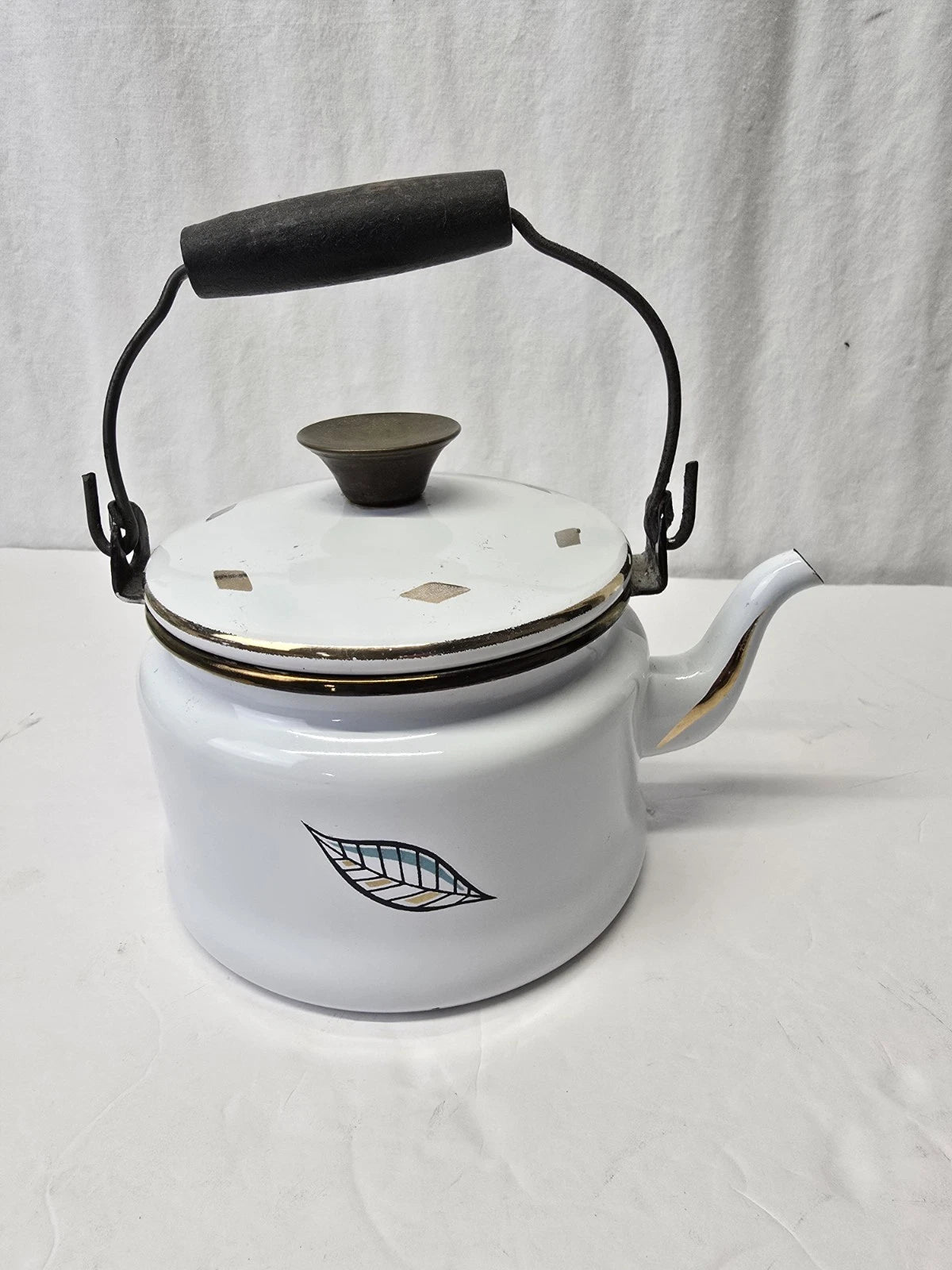 Georges Briard AMBROSIA PINEAPPLE Enamelware Teapot, Vintage