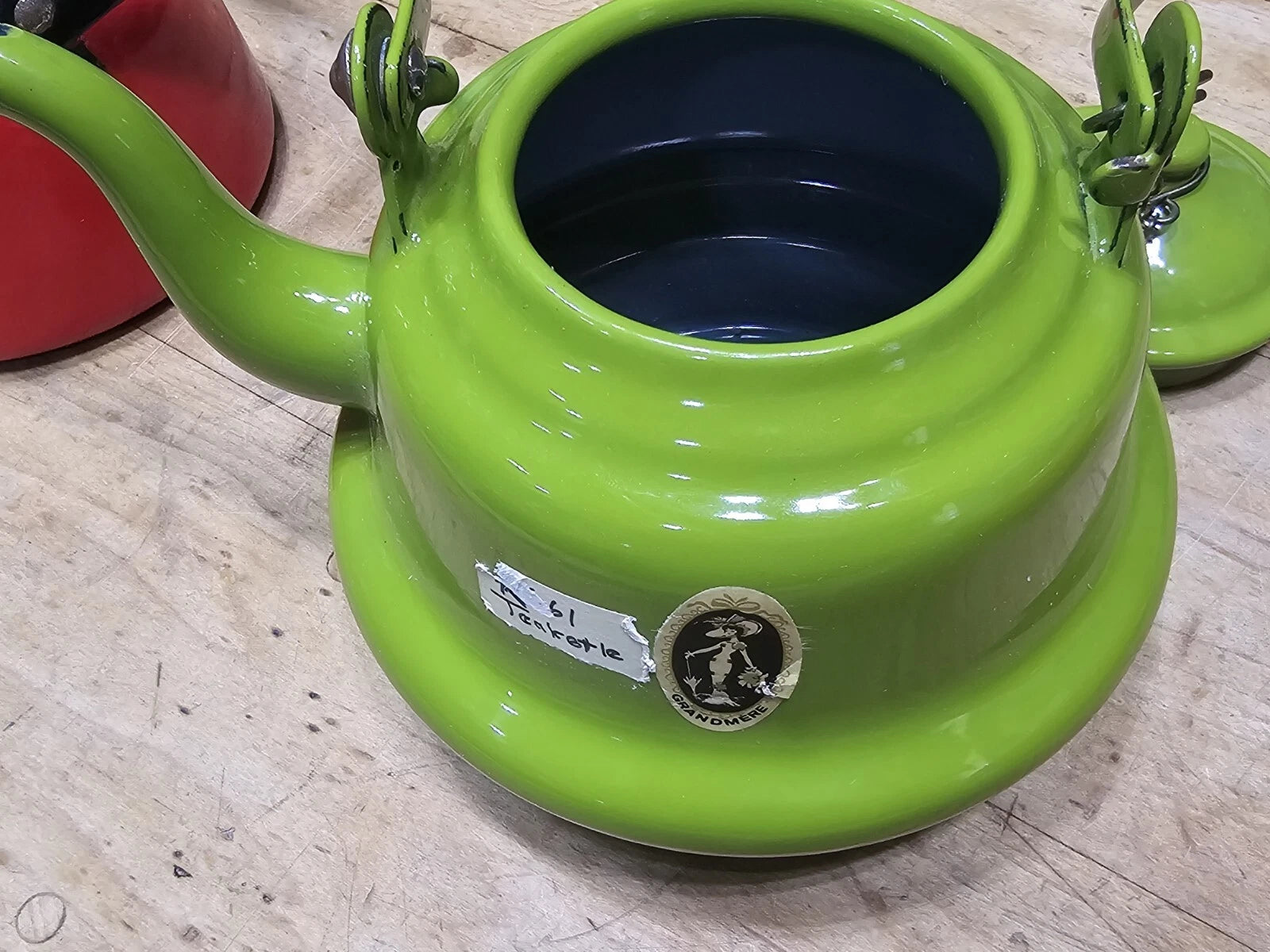 Lot Of 3 Cousances Teapots & BOWL Red & Orange Beautiful Similar To Le Creuset