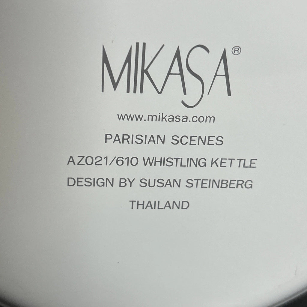 Vintage Mikasa Enamelware Parisian Scenes Whistling Tea Kettle