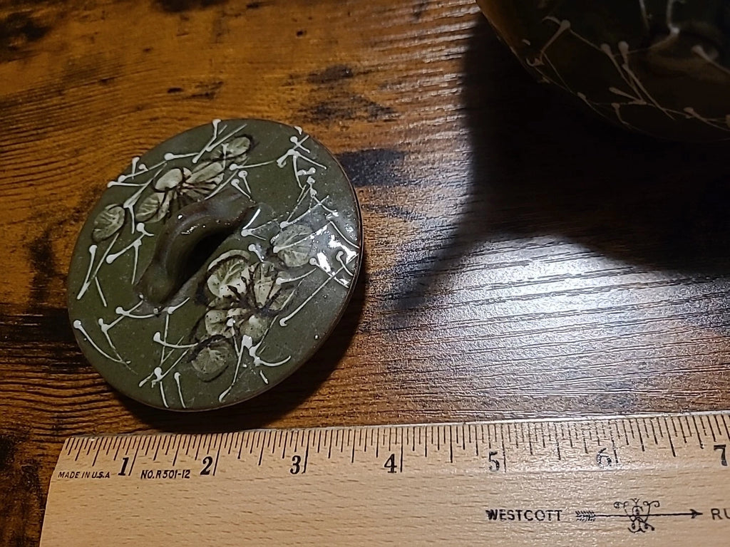 Vintage Japanese Teapot, Raised Pottery Enamel Detail,Does Have Chips