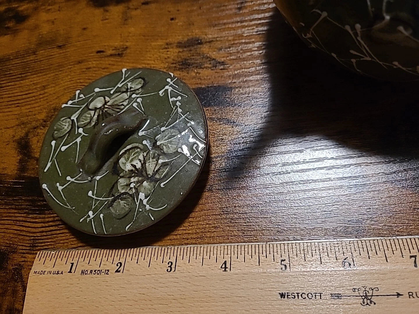 Vintage Japanese Teapot, Raised Pottery Enamel Detail,Does Have Chips