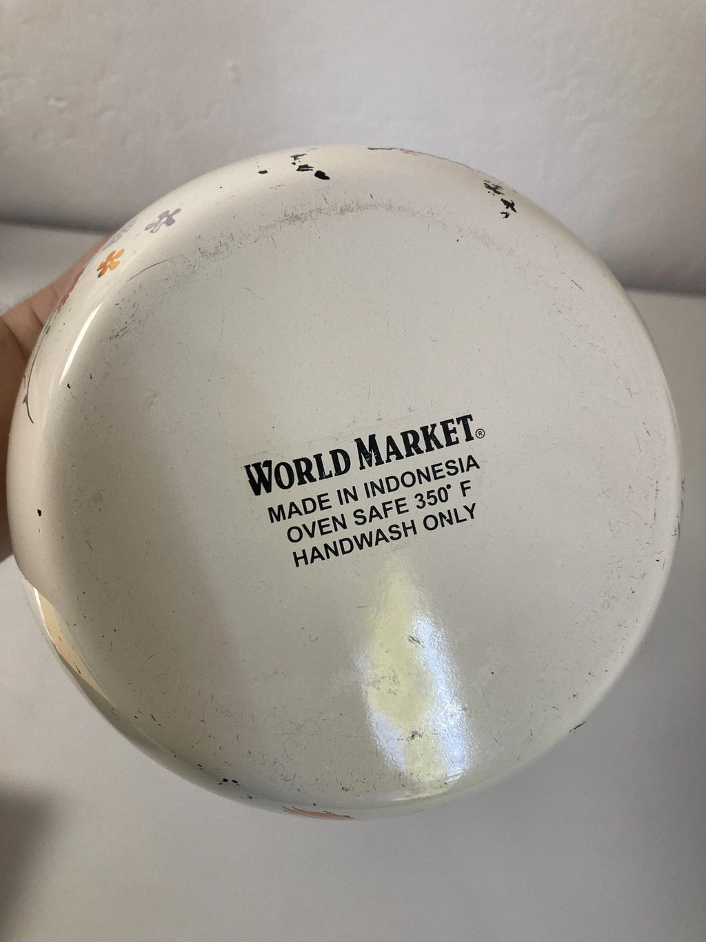 World Market White Orange Floral Pattern Oven Safe Tea Pot Kettle