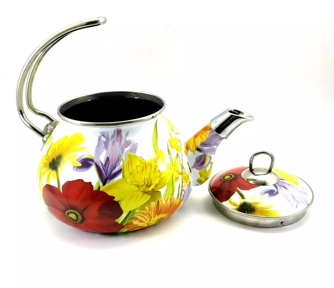 Pioneer Woman Enameled Steel Flower Garden Tea Pot Kettle Floral Retired READ!