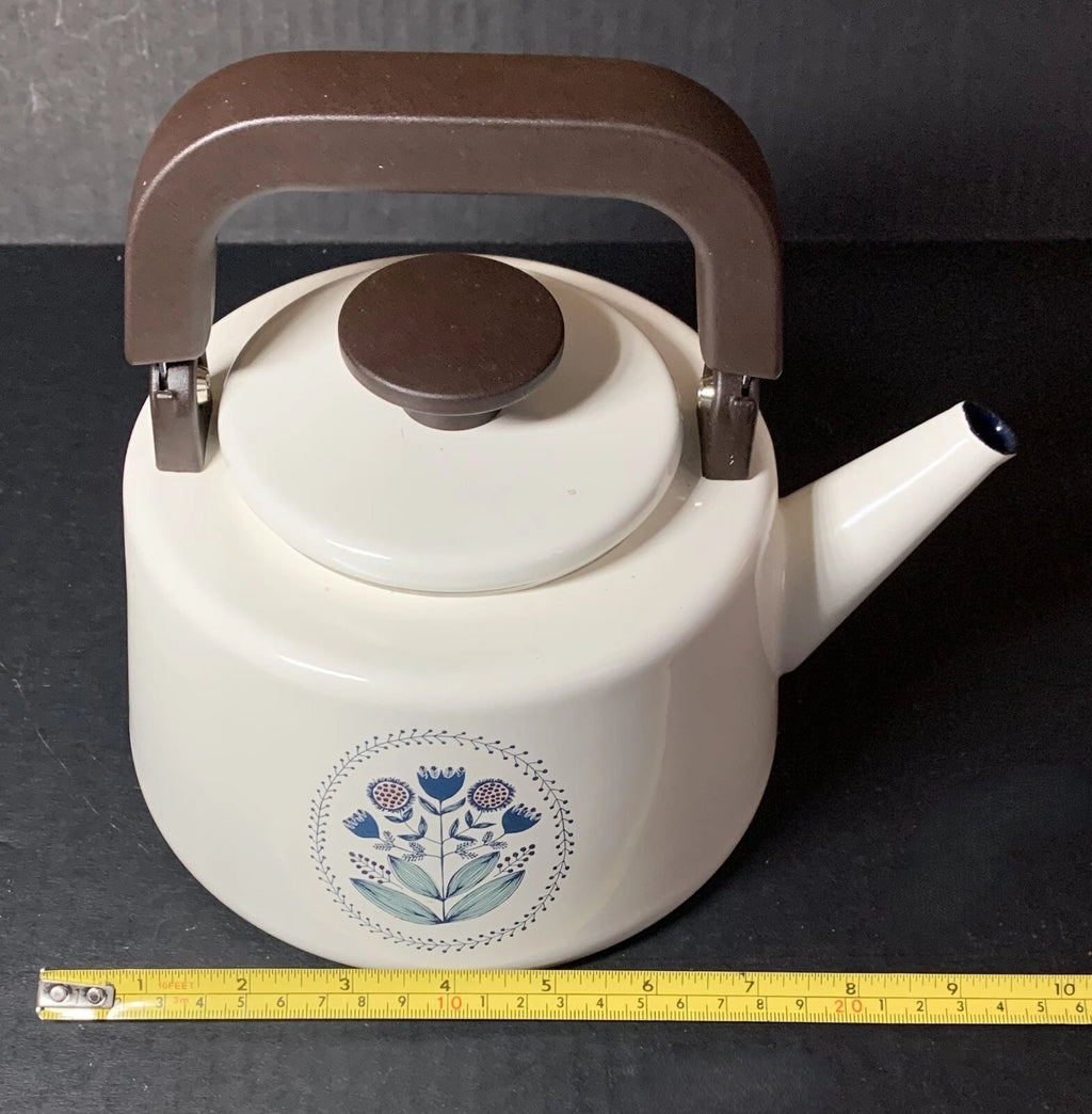 Tea Kettle Enamel Metal Prints and Textiles Flowers Jen Hewett World Market