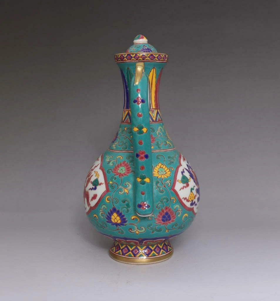 OLD LARGE RARE CHINESE PORCELAIN CLOISONNE TEAPOT XUANDE MARKED 23CM E170