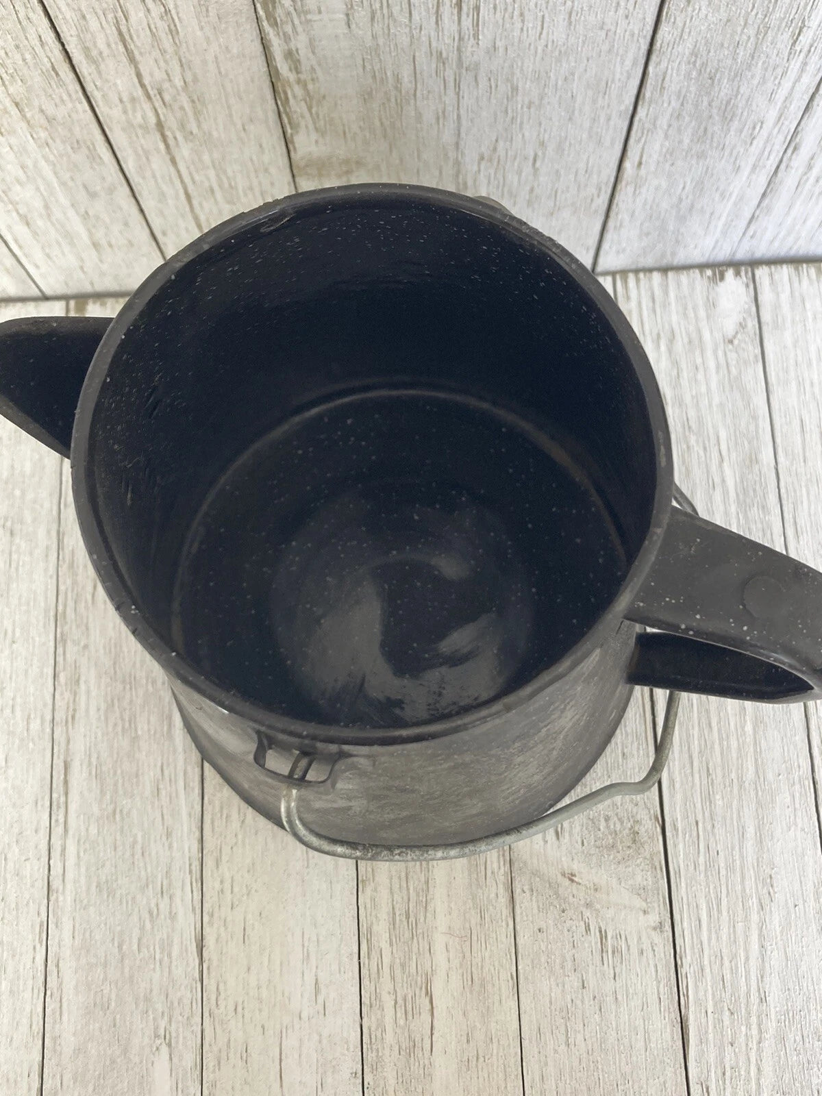Black Enamelware Enamel Coffee Pot Camping Cowboy Speckled Farmhouse -NO LID